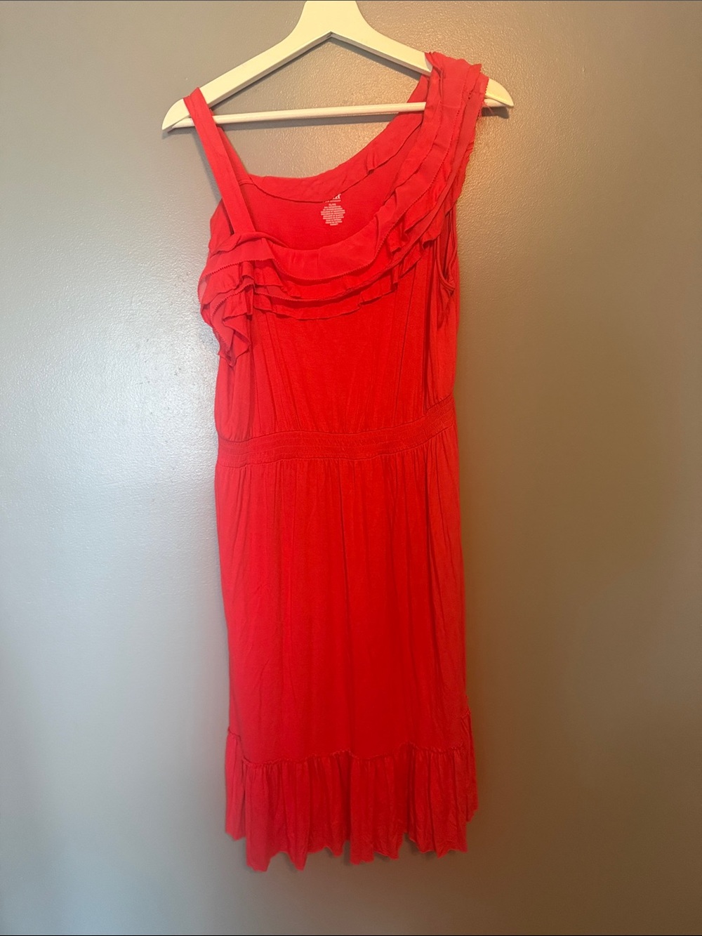 One-Shoulder Ruffled Orange Red Dress a.n.a. Size XL